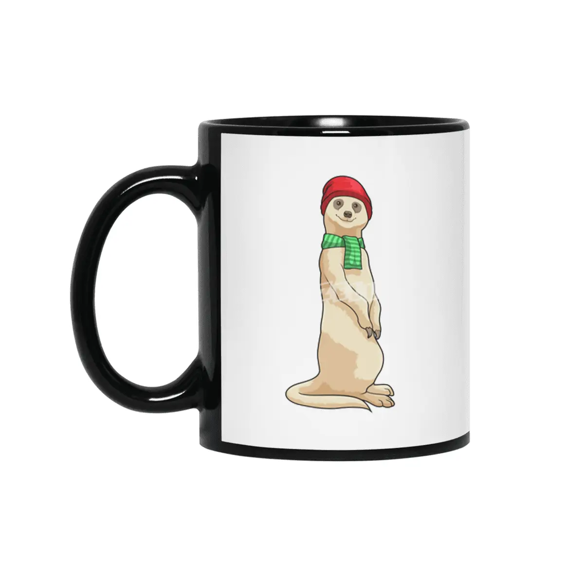 Meerkat with Hat and Scarf Siyah Kupa