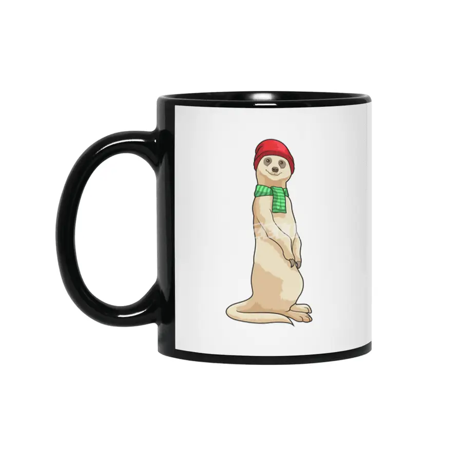 Meerkat with Hat and Scarf Siyah Kupa