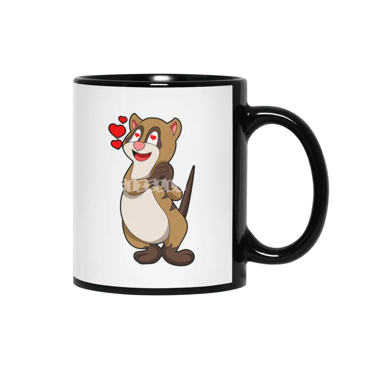 Meerkat with Hearts Siyah Kupa