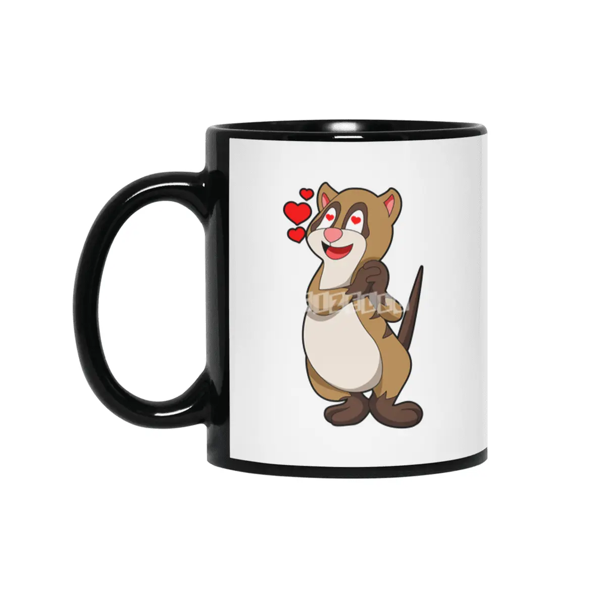 Meerkat with Hearts Siyah Kupa