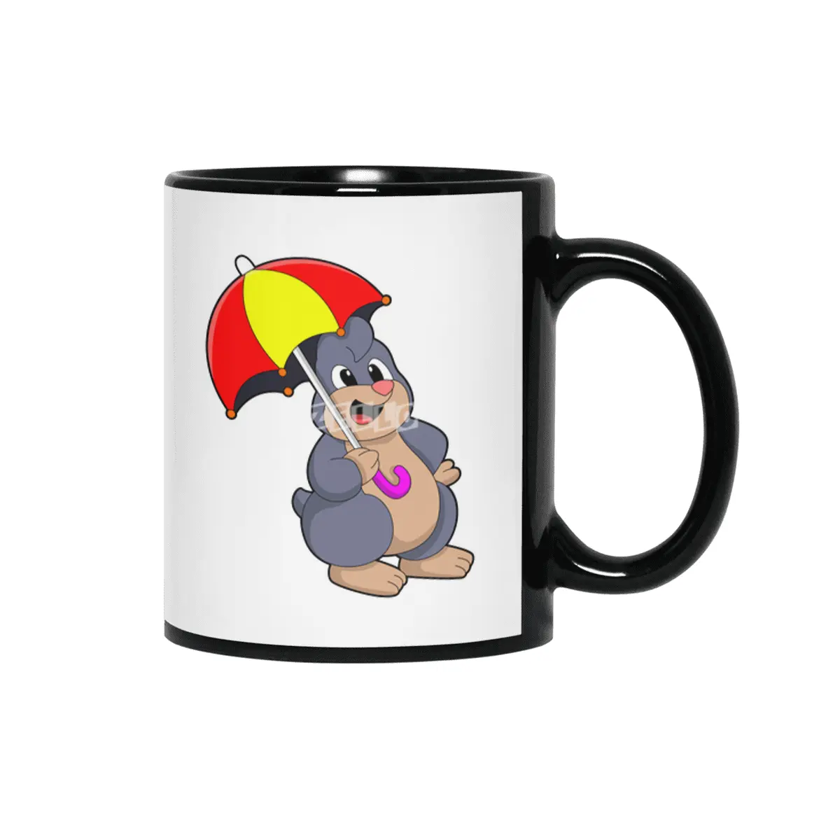 Mole with Umbrella Siyah Kupa