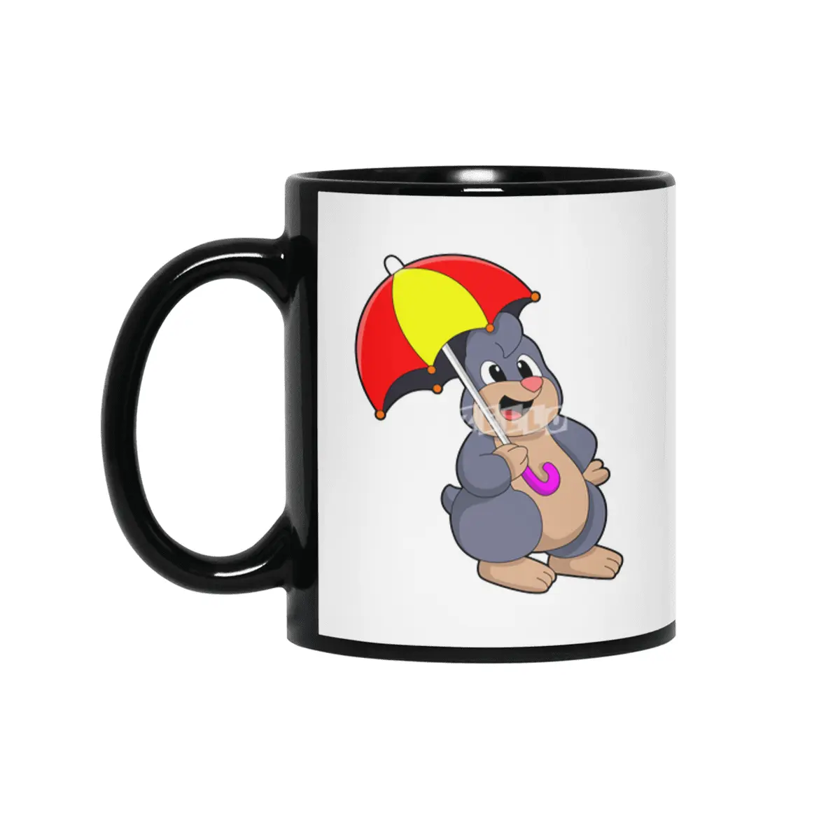 Mole with Umbrella Siyah Kupa