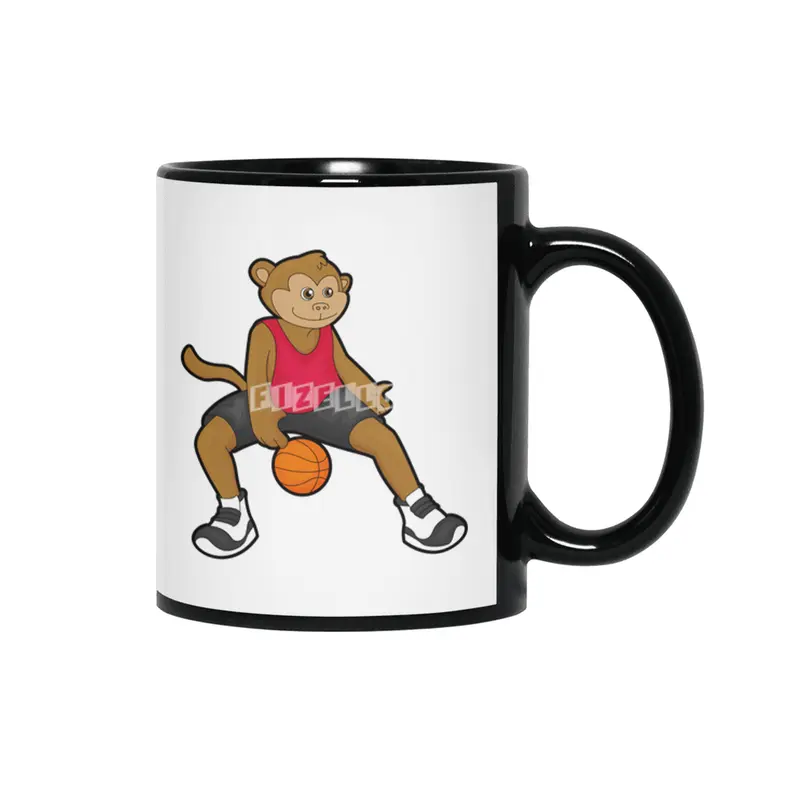 Monkey as Basketball player with Basketball Siyah Kupa