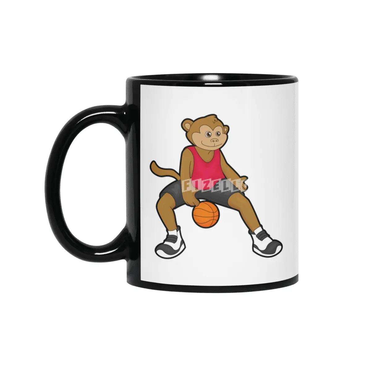Monkey as Basketball player with Basketball Siyah Kupa