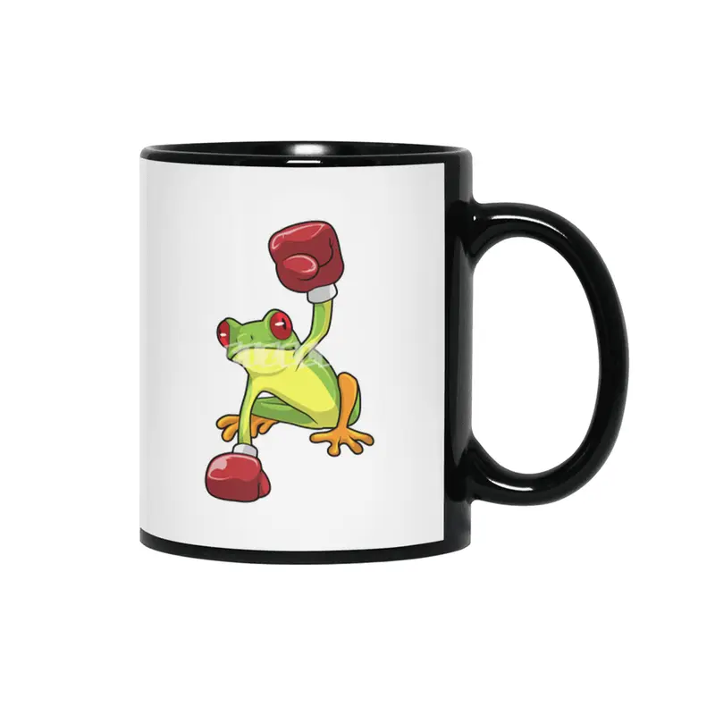 Frog at Boxing with Boxing gloves Siyah Kupa