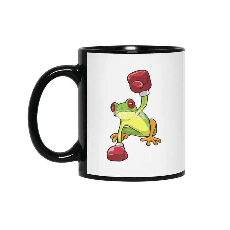 Frog at Boxing with Boxing gloves Siyah Kupa