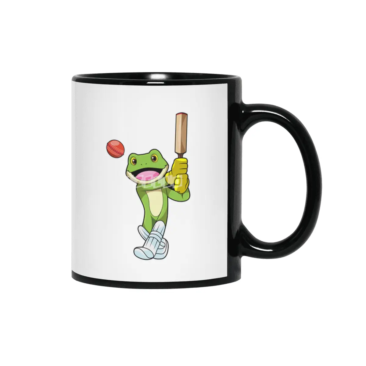 Frog at Cricket with Cricket bat Siyah Kupa