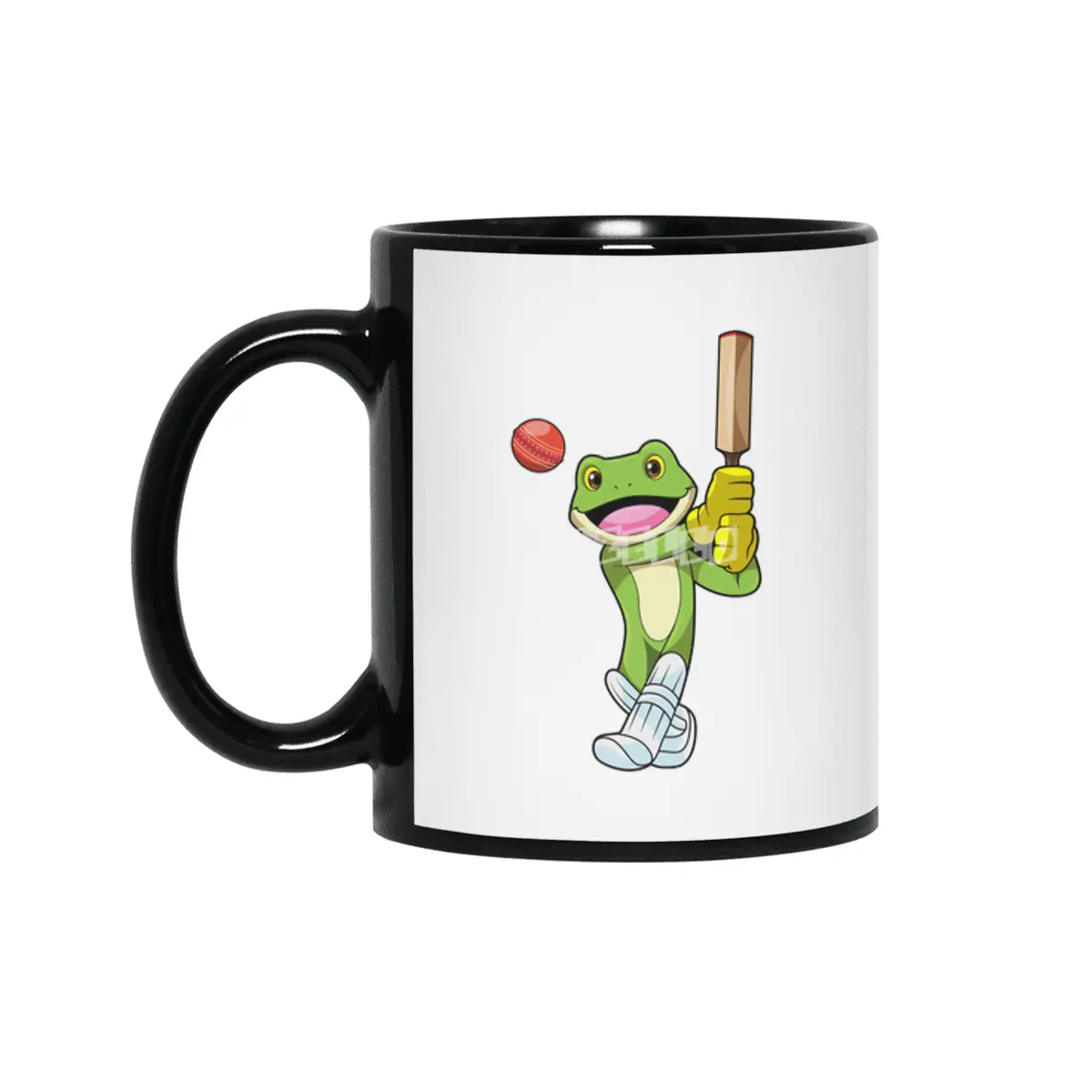Frog at Cricket with Cricket bat Siyah Kupa