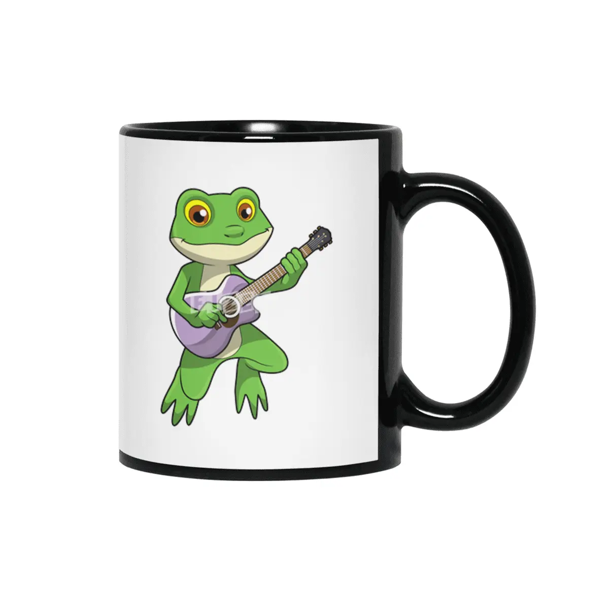 Frog at Music with Guitar Siyah Kupa