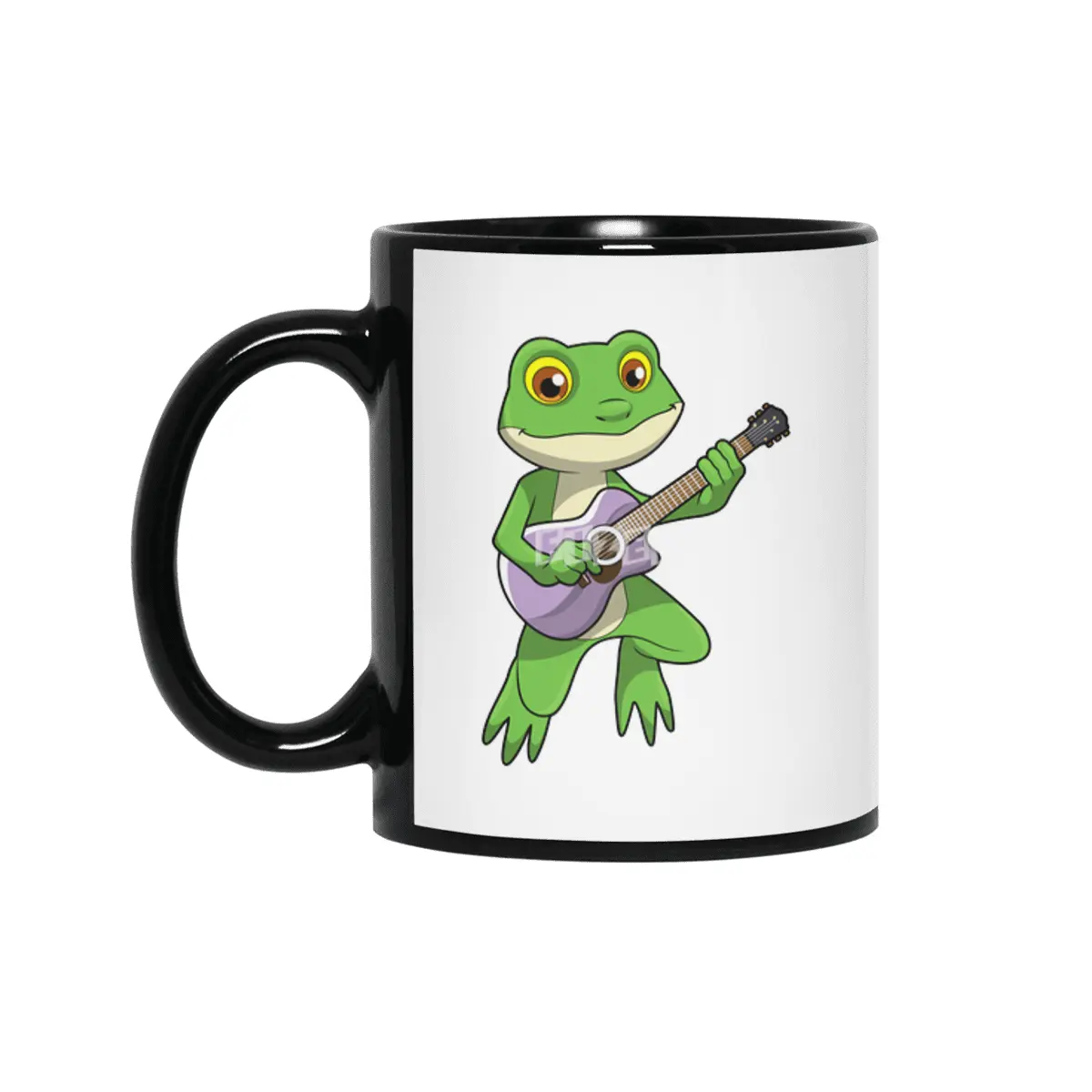 Frog at Music with Guitar Siyah Kupa
