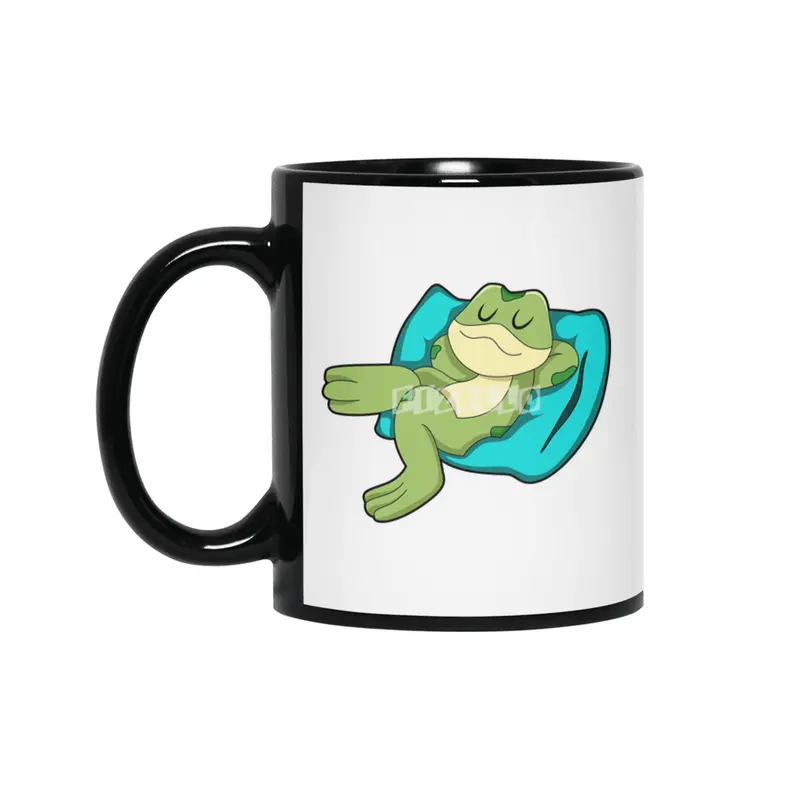 Frog at Sleeping with Pillow Siyah Kupa