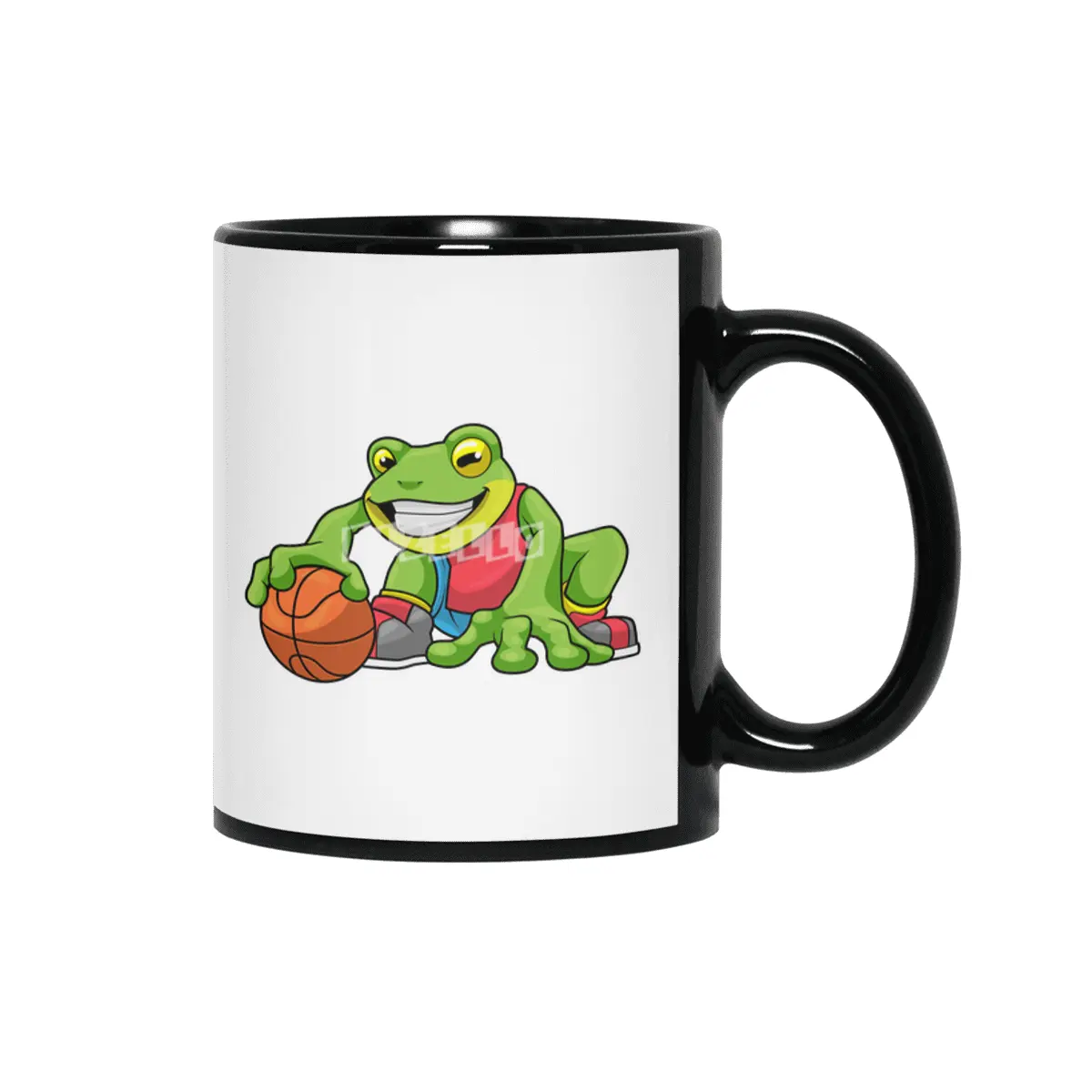 Frog at Sports with Basketball Siyah Kupa