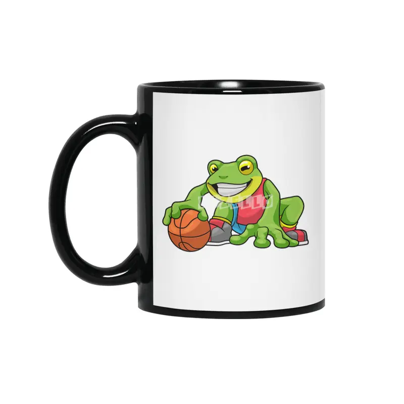 Frog at Sports with Basketball Siyah Kupa