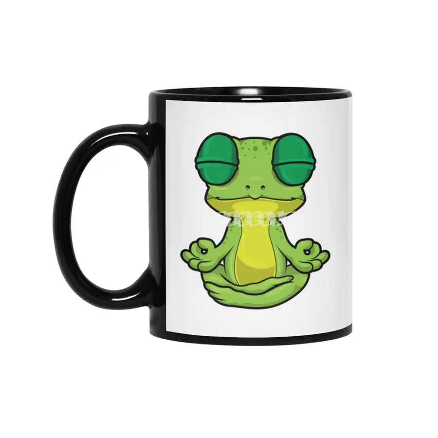 Frog at Yoga Stretching exercises in Cross-legged Siyah Kupa