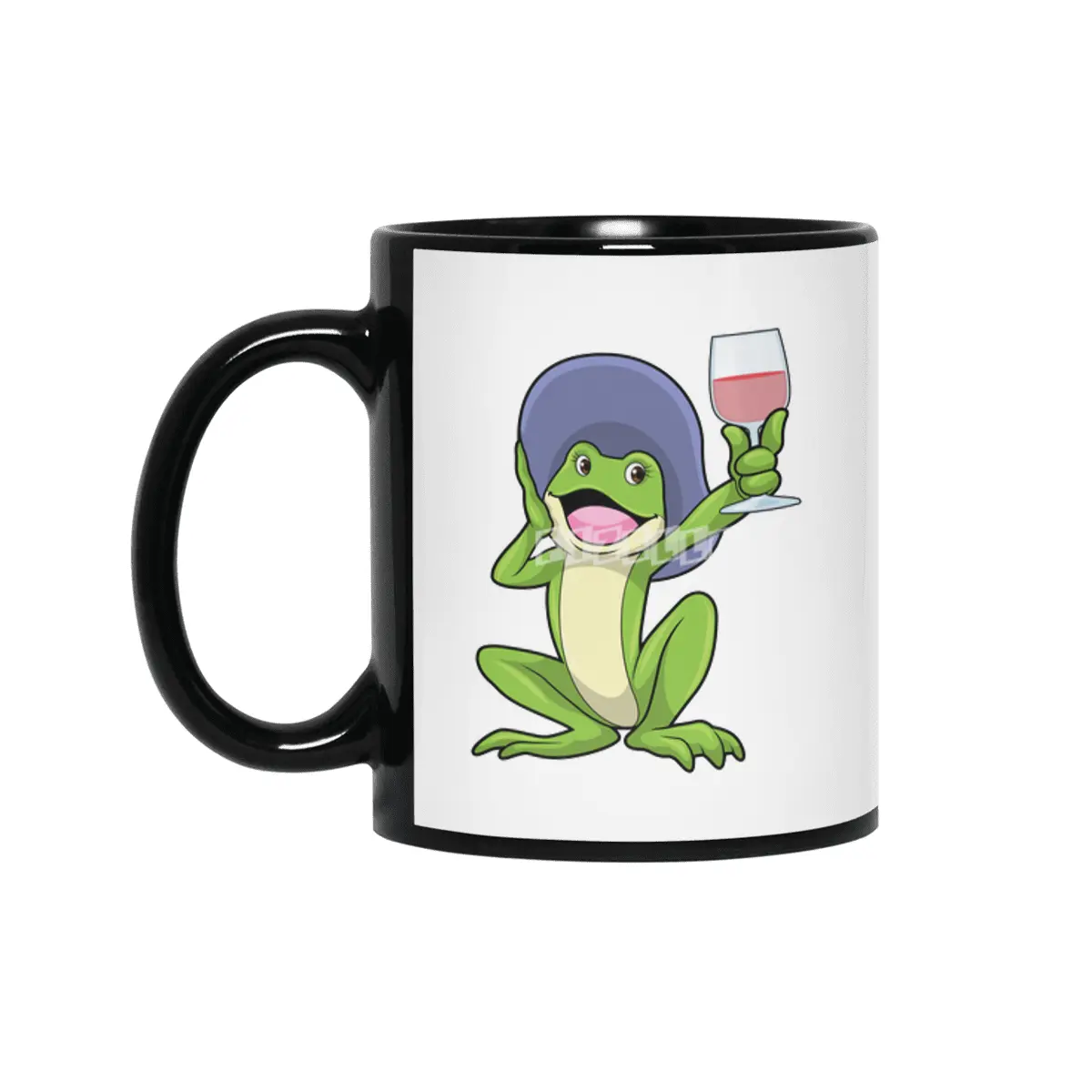 Frog with Glass of Red wine & Hat Siyah Kupa