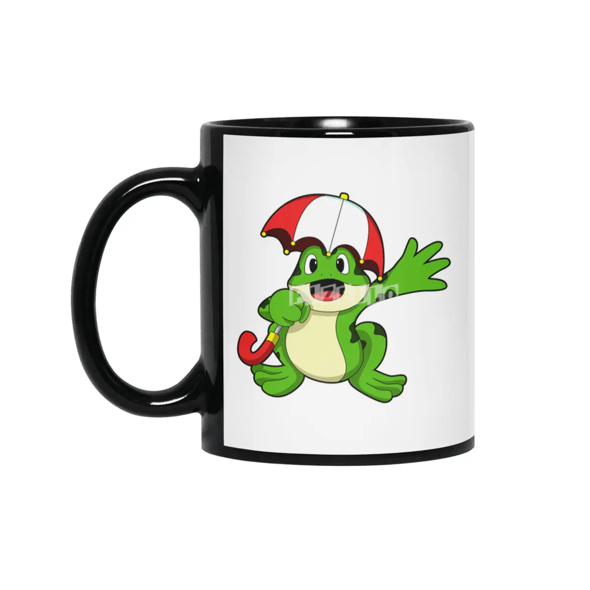 Frog with Umbrella Siyah Kupa