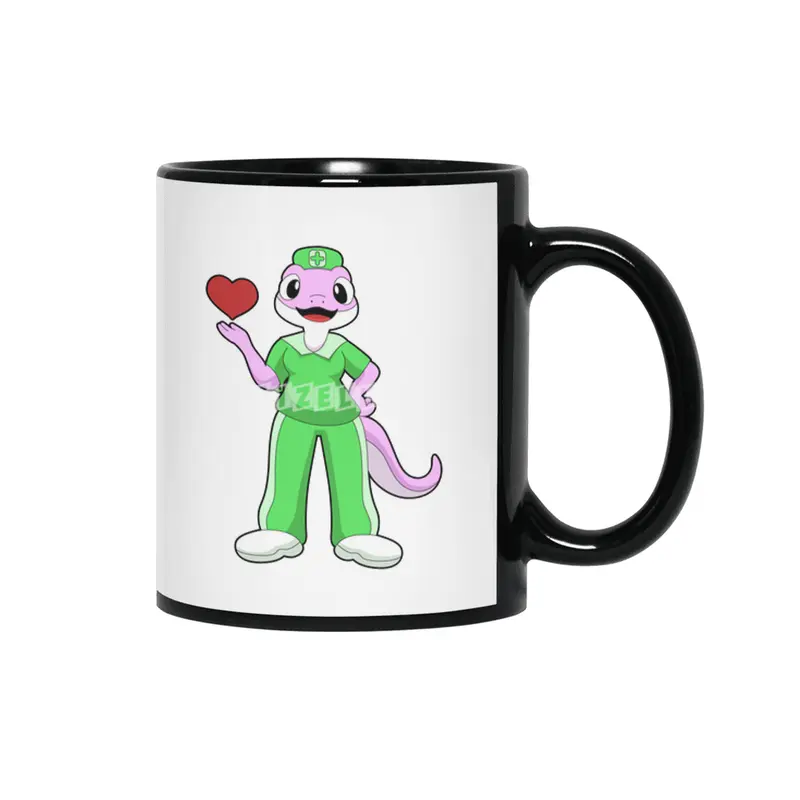 Geko as Nurse with Heart Siyah Kupa