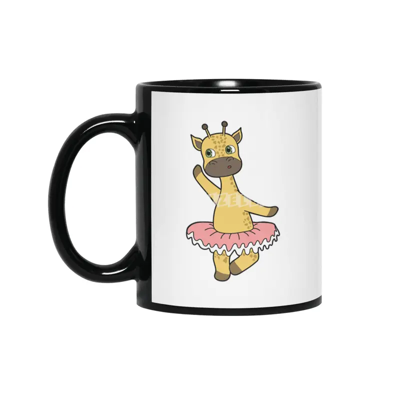 Giraffe as Ballerina at Ballet with Skirt Siyah Kupa