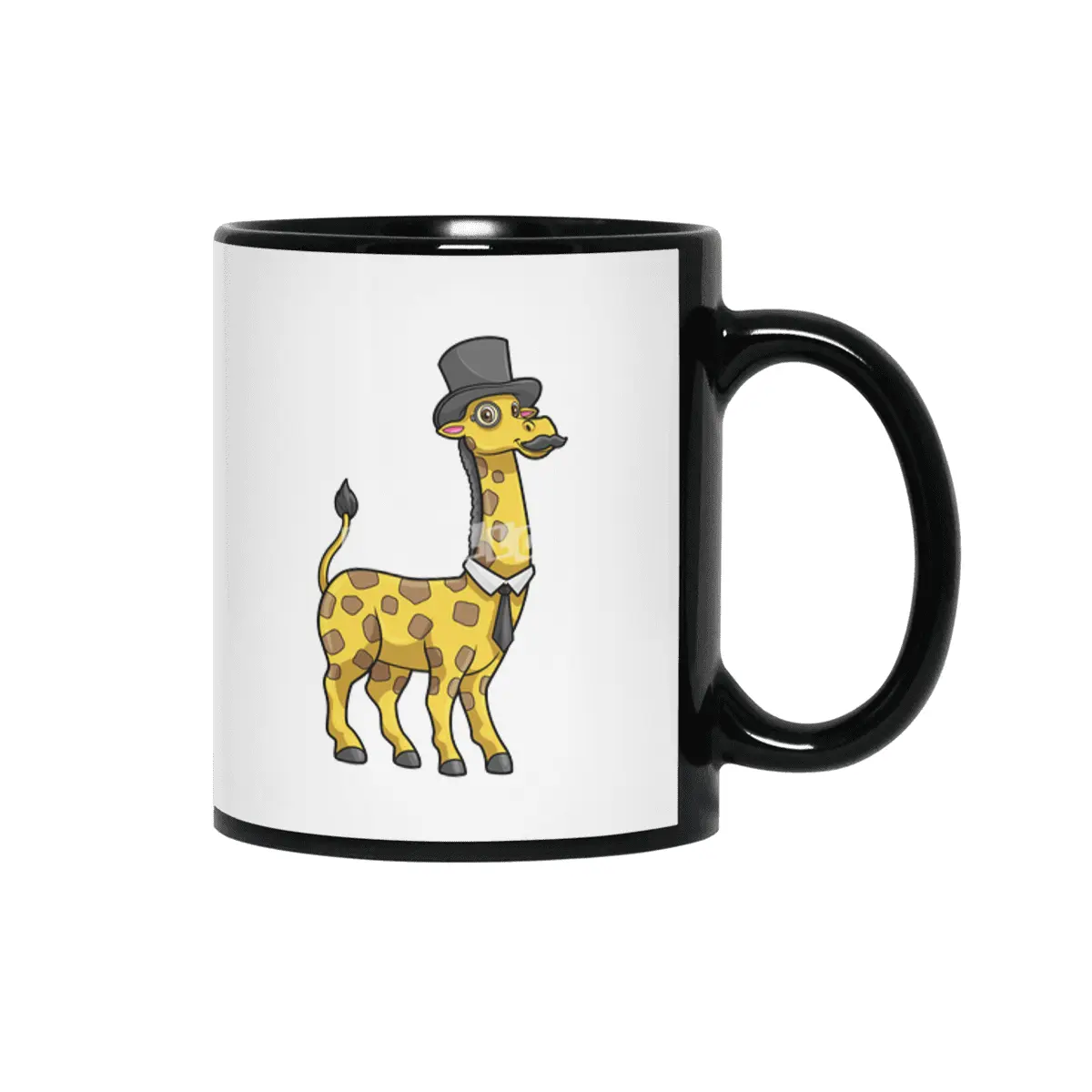 Giraffe as Gentleman with Hat, Tie and Mustache Siyah Kupa