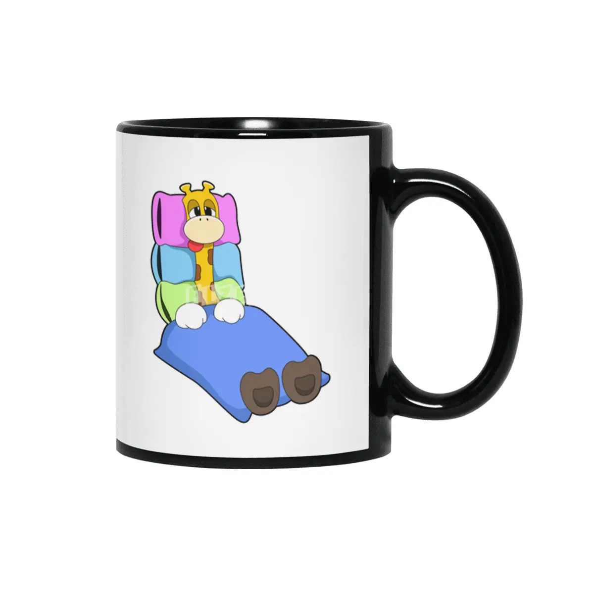 Giraffe at Sleeping with Blanket & Pillow Siyah Kupa