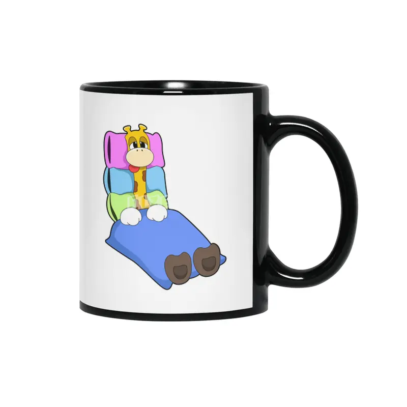 Giraffe at Sleeping with Blanket & Pillow Siyah Kupa
