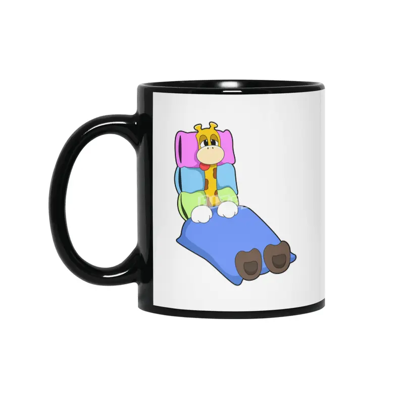 Giraffe at Sleeping with Blanket & Pillow Siyah Kupa