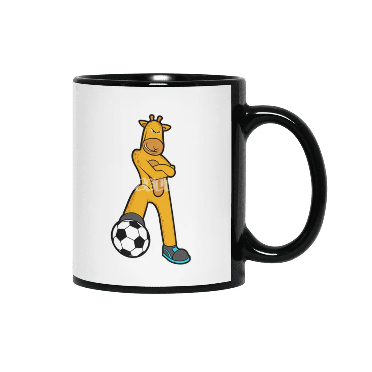 Giraffe at Sports with Soccer ball Siyah Kupa