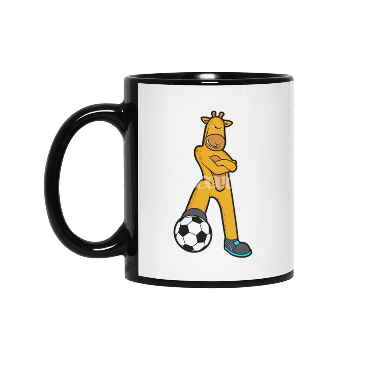 Giraffe at Sports with Soccer ball Siyah Kupa