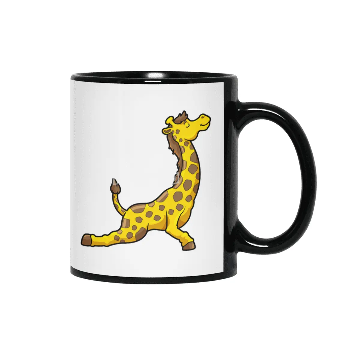 Giraffe at Yoga Stretching exercises Legs & Neck Siyah Kupa