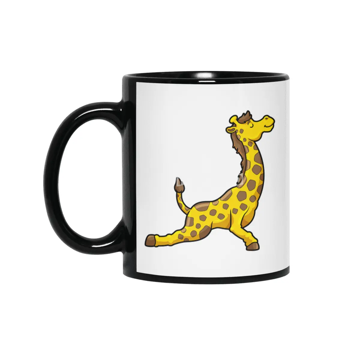 Giraffe at Yoga Stretching exercises Legs & Neck Siyah Kupa