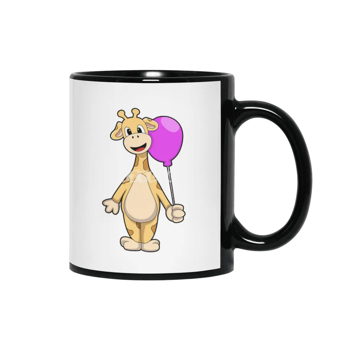 Giraffe with Balloon Siyah Kupa