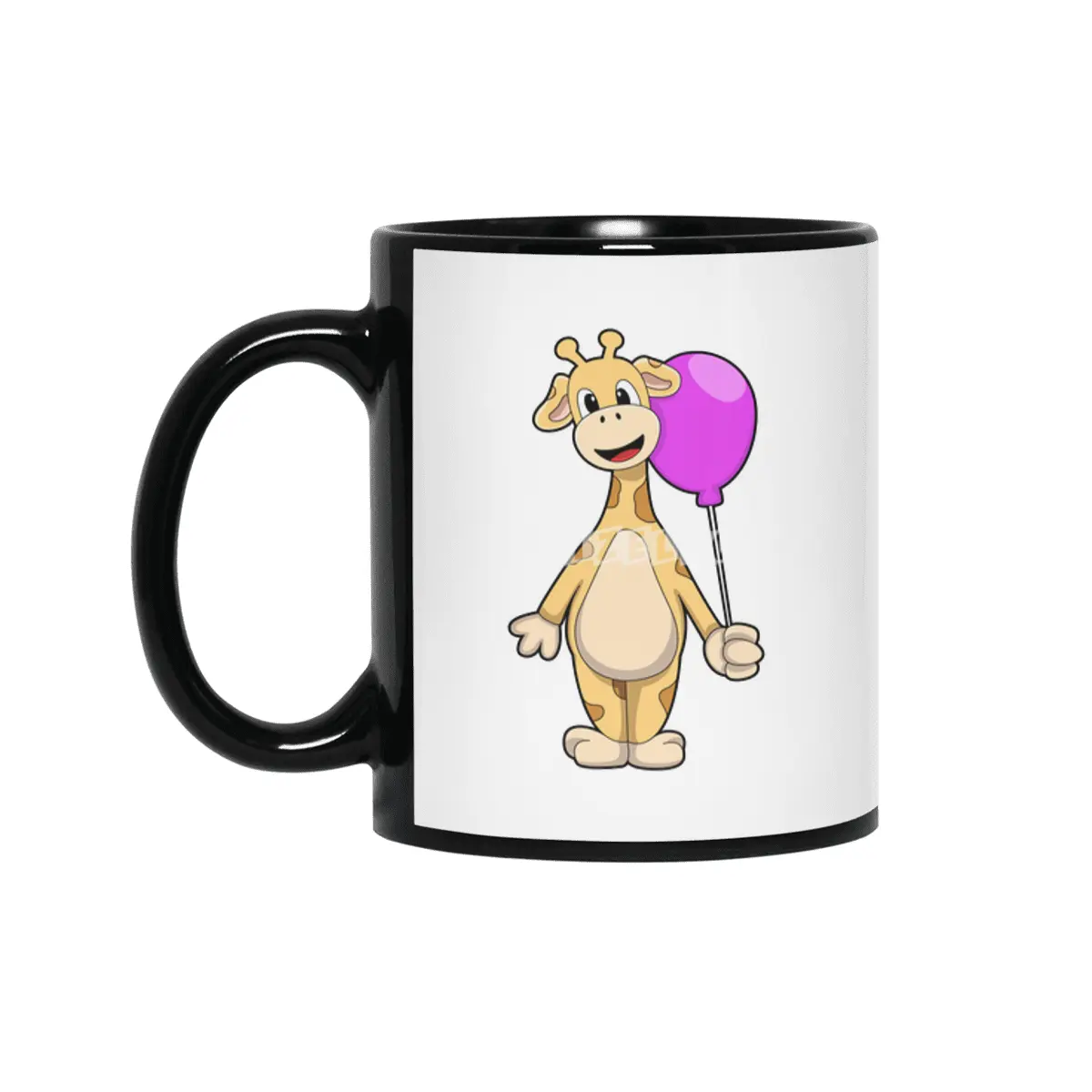 Giraffe with Balloon Siyah Kupa