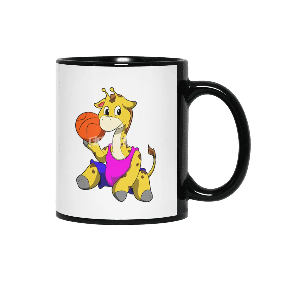 Giraffe with Basketball Siyah Kupa