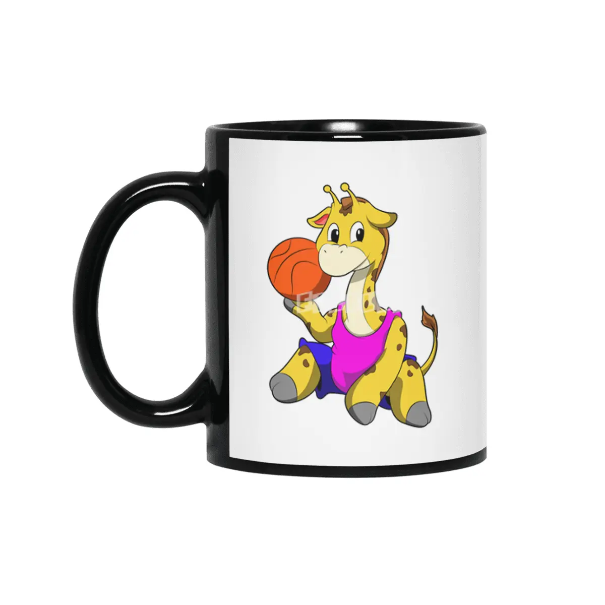 Giraffe with Basketball Siyah Kupa