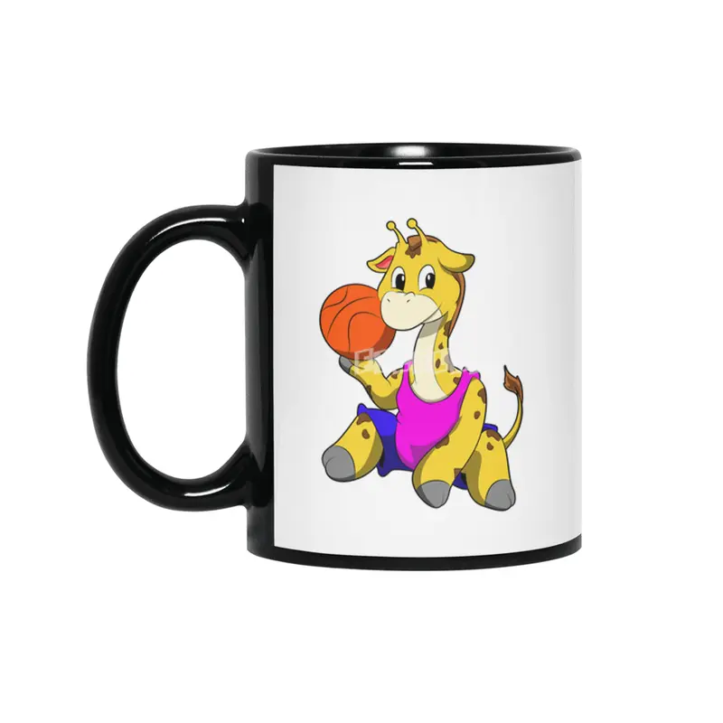 Giraffe with Basketball Siyah Kupa