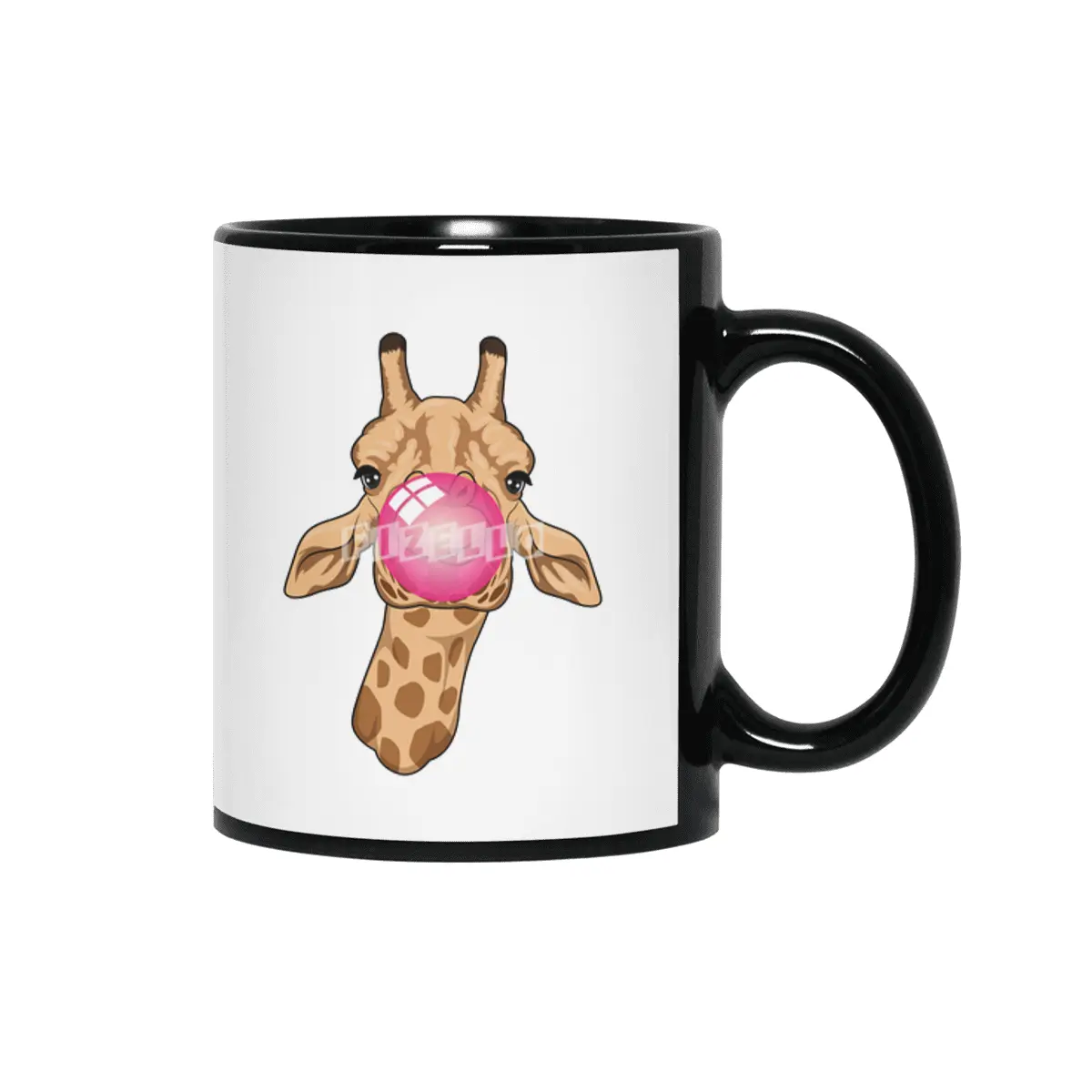Giraffe with Bubblegum Siyah Kupa