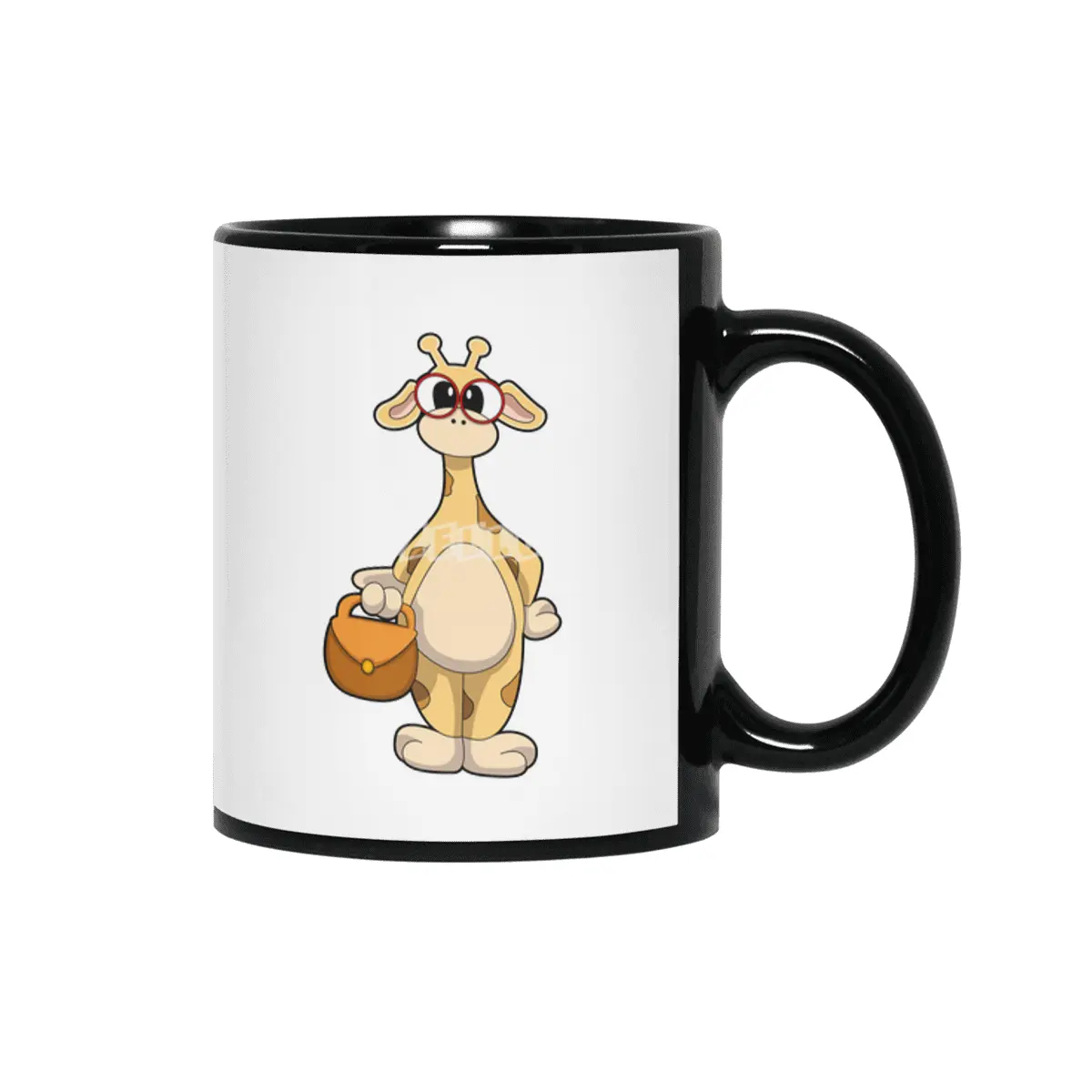 Giraffe with Glasses & Bag Siyah Kupa