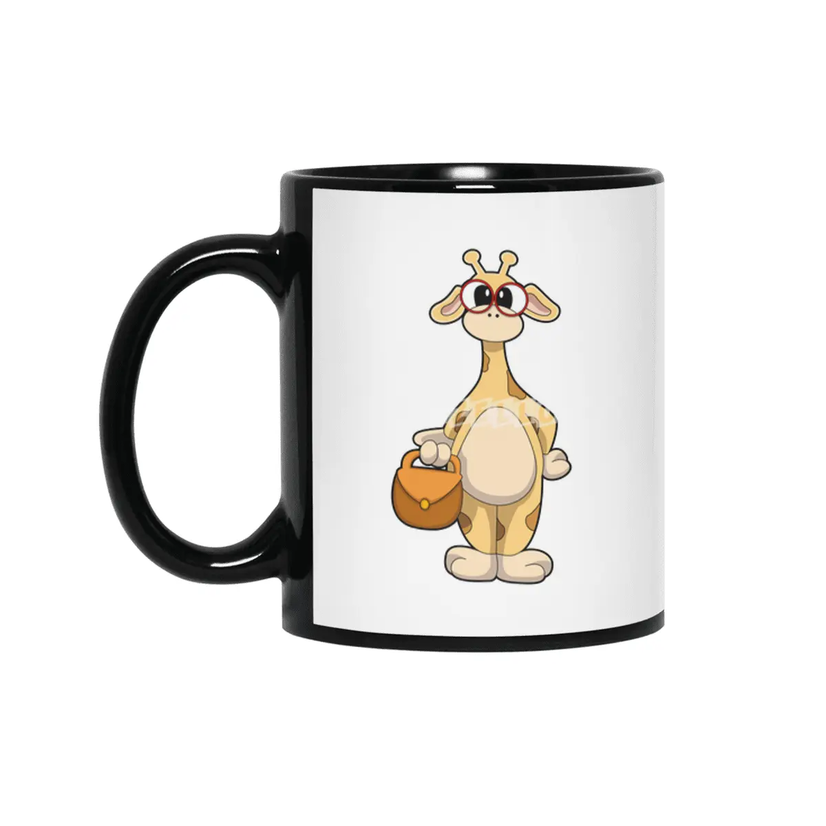 Giraffe with Glasses & Bag Siyah Kupa