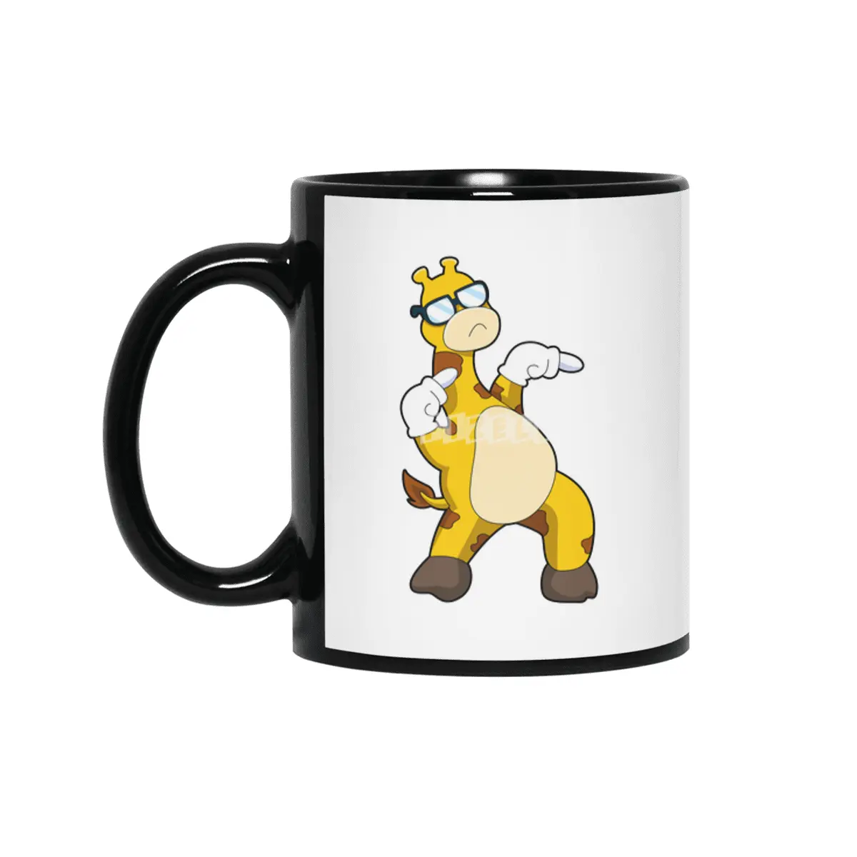 Giraffe with Sunglasses Siyah Kupa