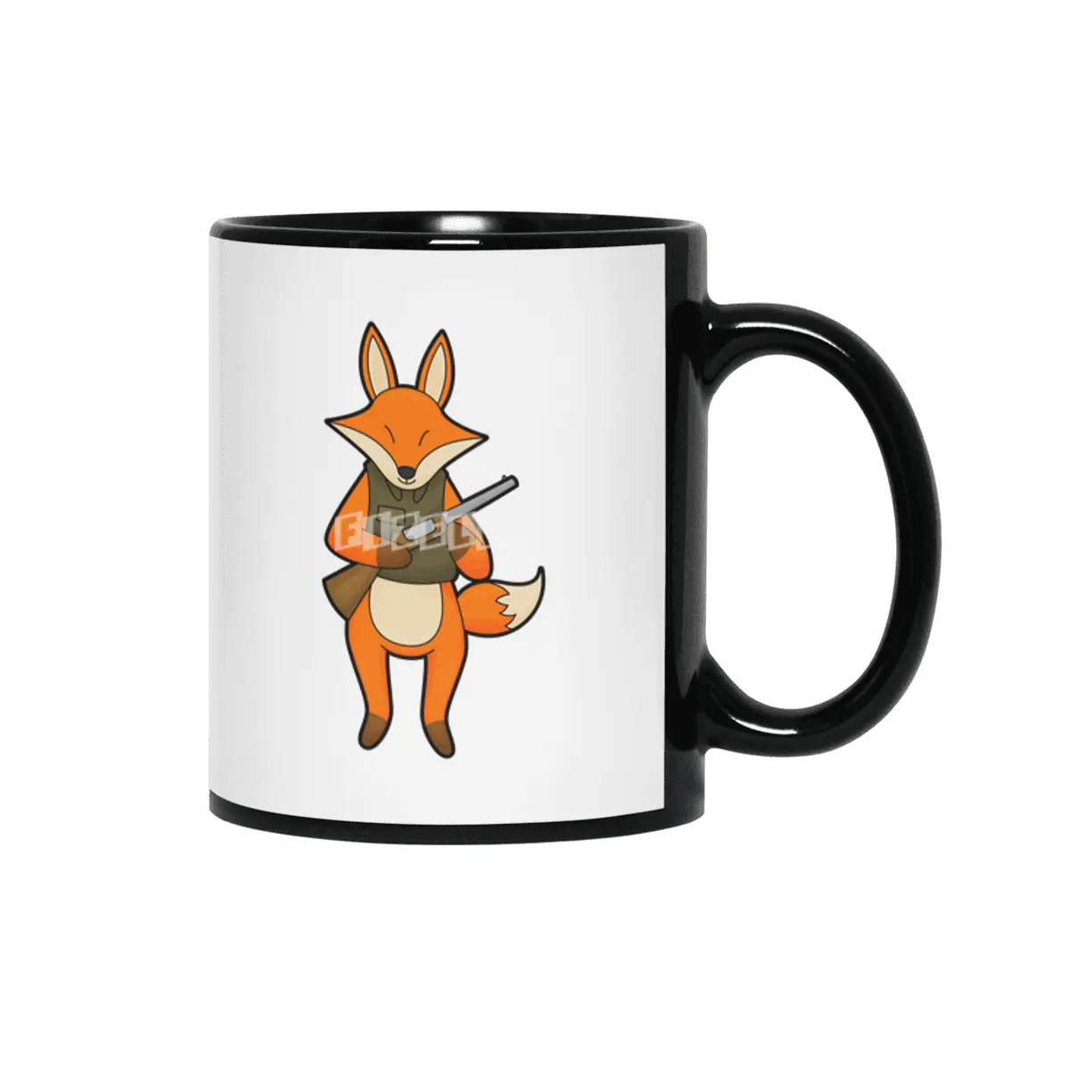 Fox as Hunter with Gun Siyah Kupa