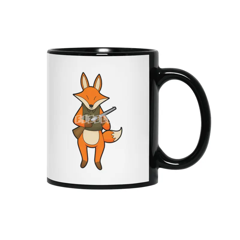 Fox as Hunter with Gun Siyah Kupa