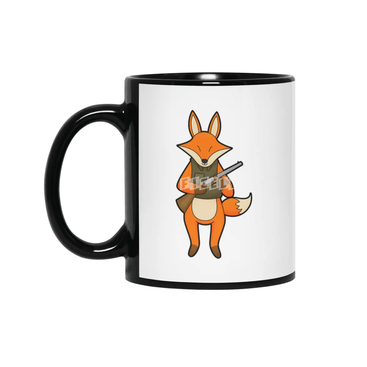 Fox as Hunter with Gun Siyah Kupa