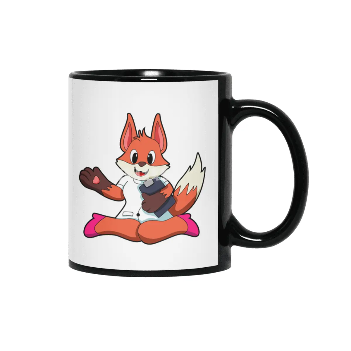Fox as Nurse with Notepad Siyah Kupa