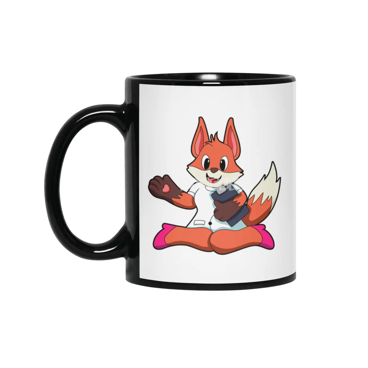 Fox as Nurse with Notepad Siyah Kupa
