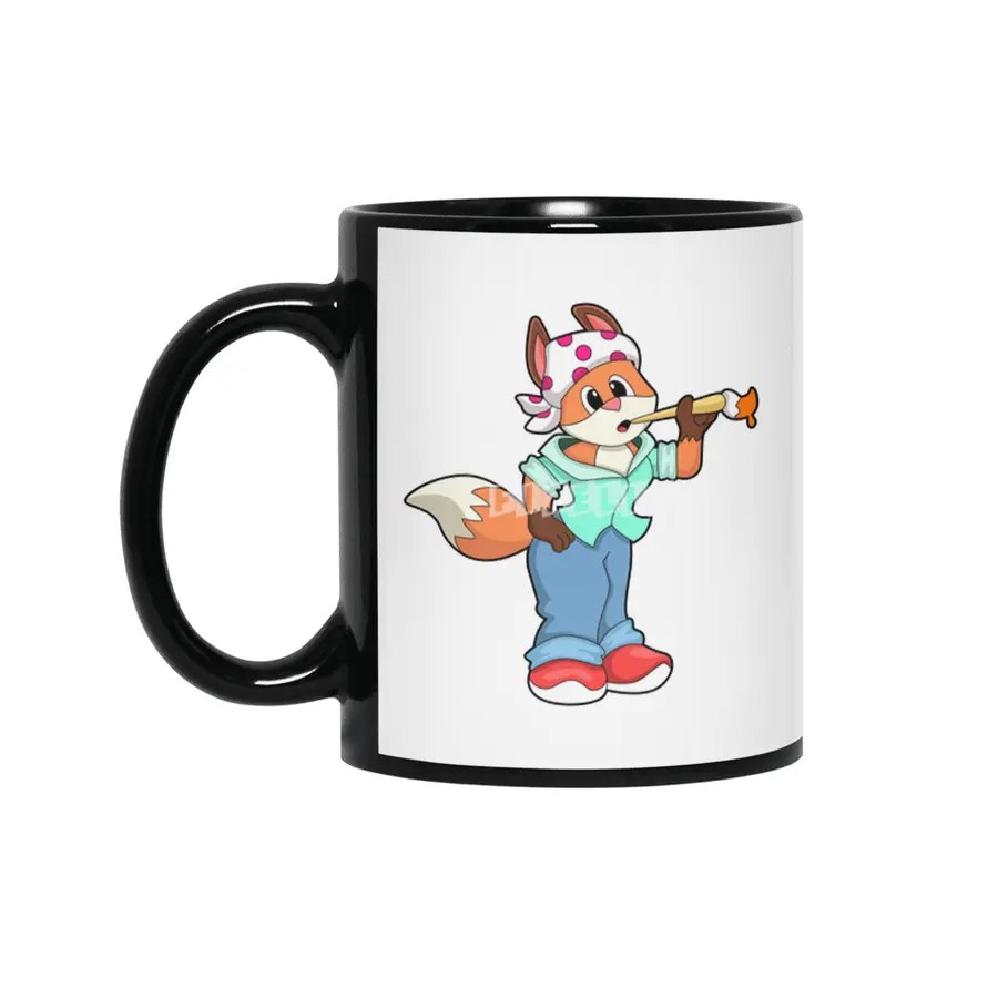Fox as Painter with Brush & Colour Siyah Kupa