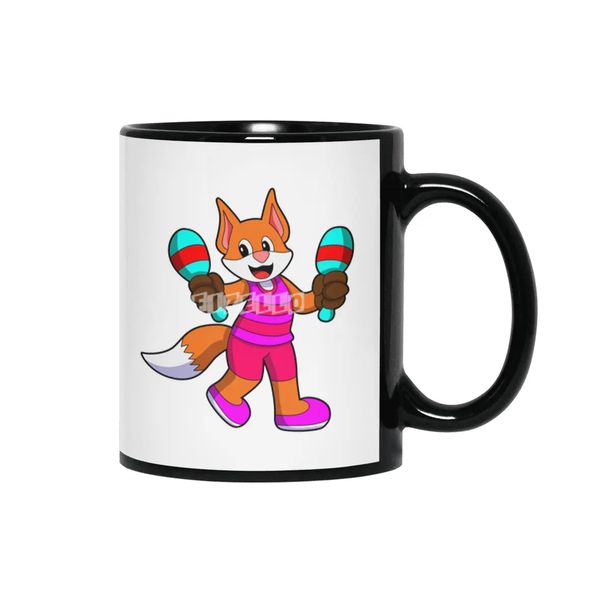 Fox as Singer with Microphone Siyah Kupa