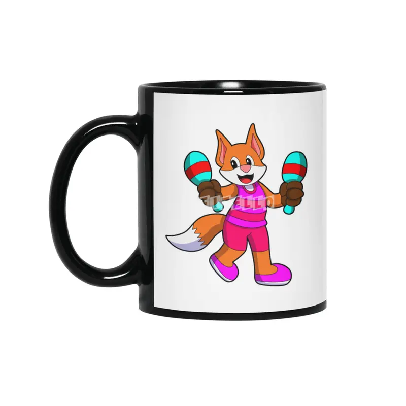 Fox as Singer with Microphone Siyah Kupa