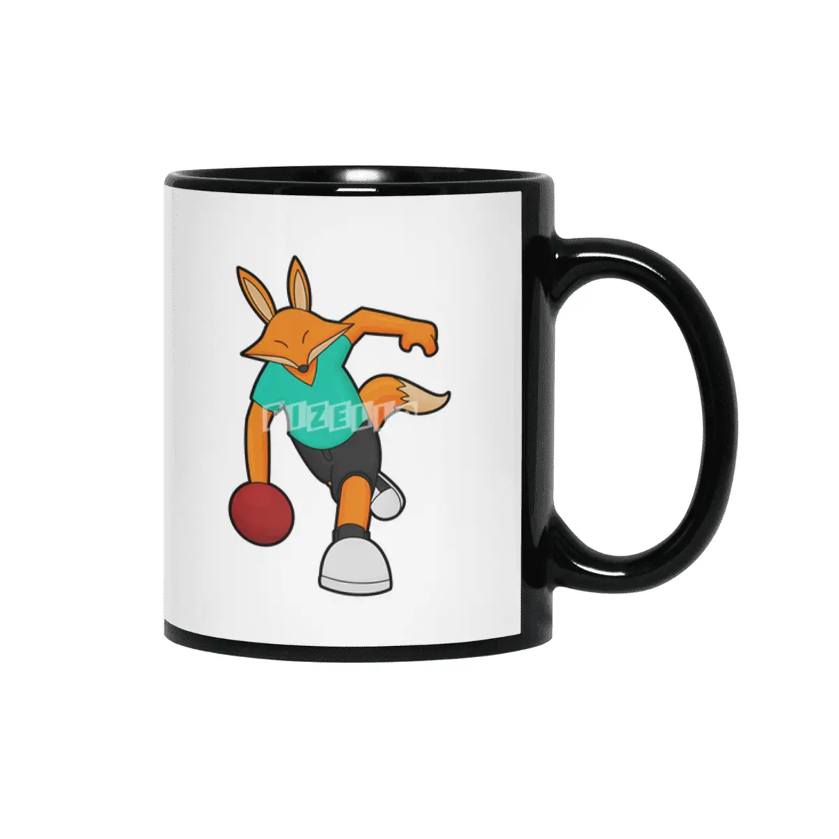 Fox at Bowling with Bowling ball Siyah Kupa