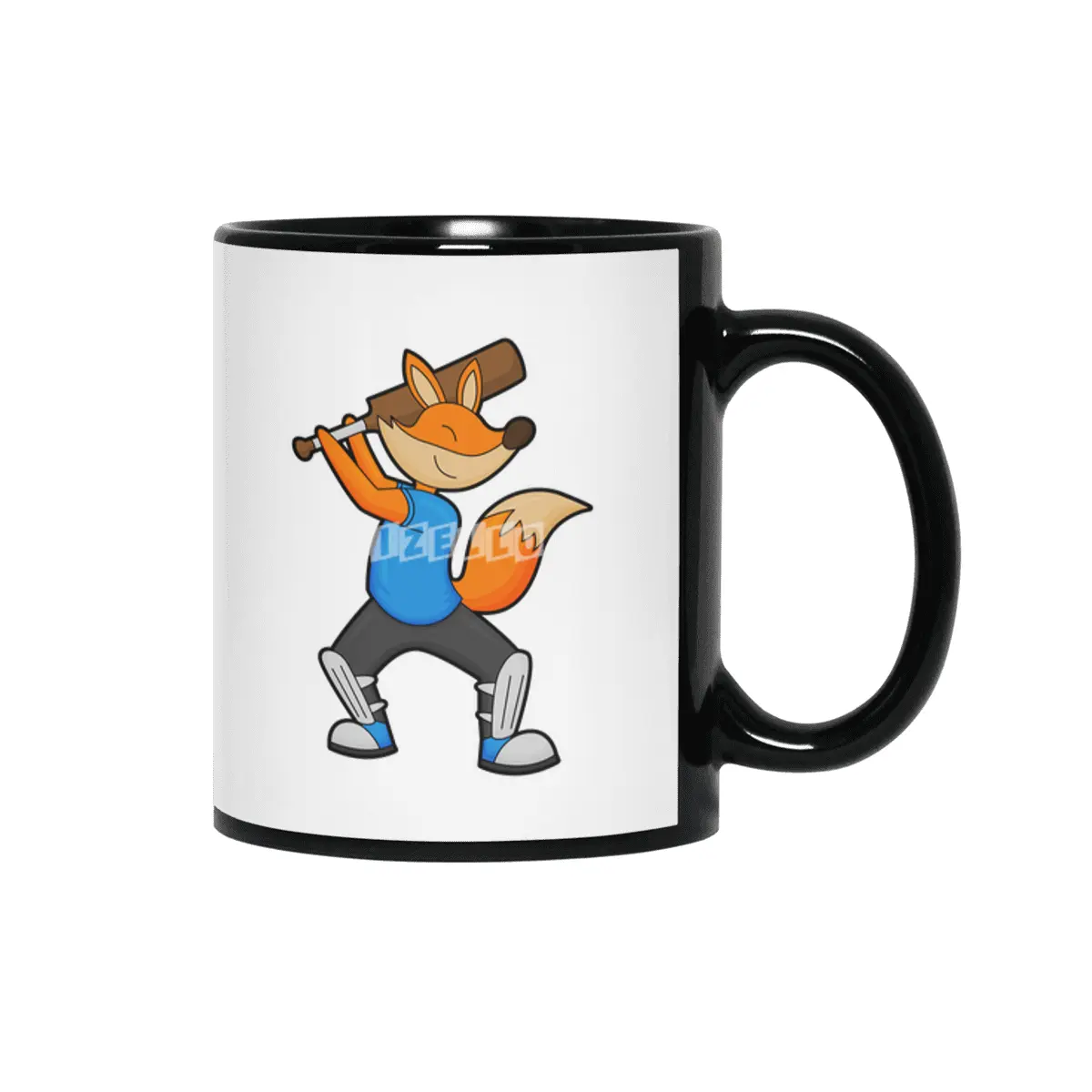 Fox at Cricket with Cricket bat Siyah Kupa