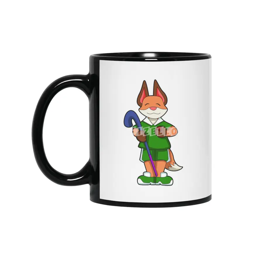 Fox at Hockey with Hockey stick Siyah Kupa